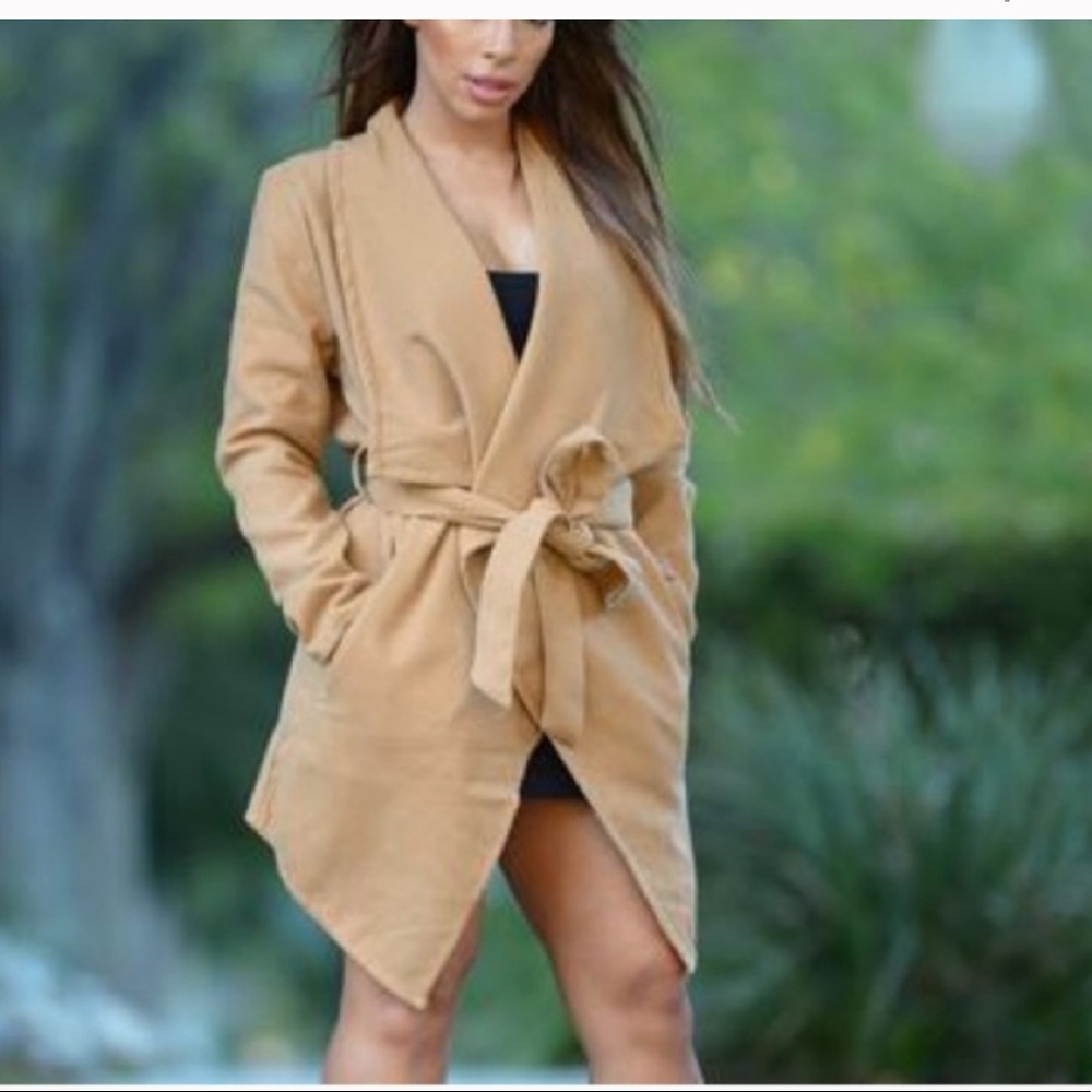 ❤️SOLD ON MERC❤️CAMEL WRAP COAT